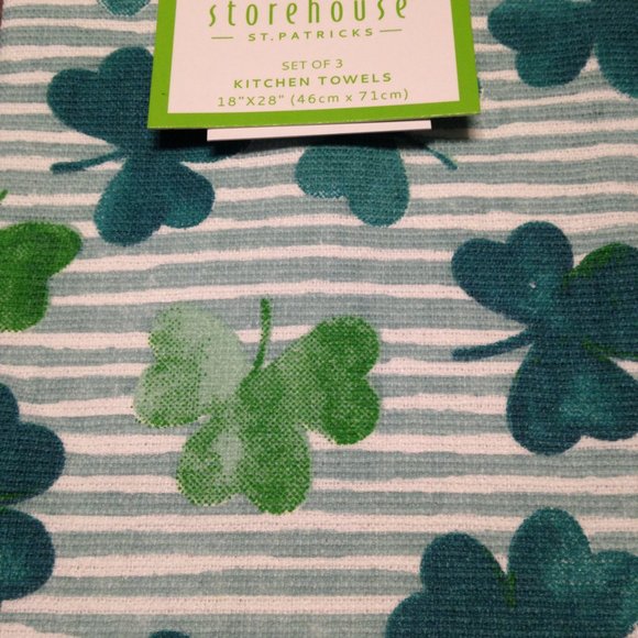 NWT St. Patrick's Day motif Kitchen Towel Set of 3. Shamrocks. - Picture 6 of 9